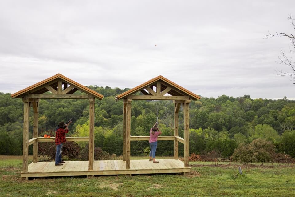 Buchanan Family skeet shooting Buchanan family skeet shoots on their 100 acre property with a log home