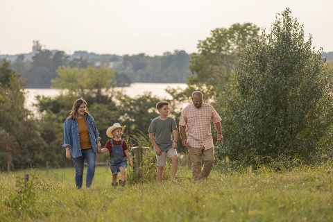Swindle family enjoys a walk from the lake
