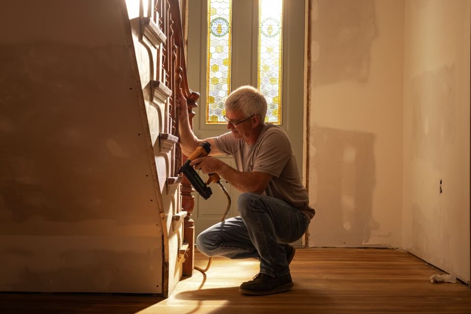 Wade McGinnis Reapirs Historic Staircase Repairs being made to historic staircase in 1880's farmhouse