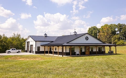 A newly-constructed barndominium.